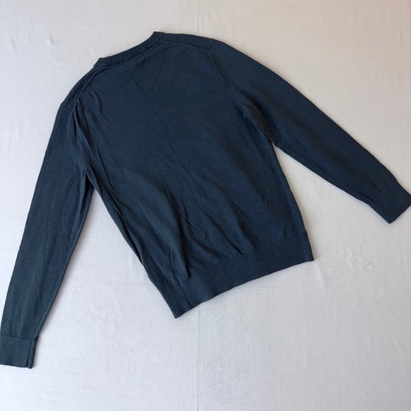 Banana Republic Mens Organic Cotton Crewneck Sweater Blue Gray Medium F2 - Picture 7 of 10